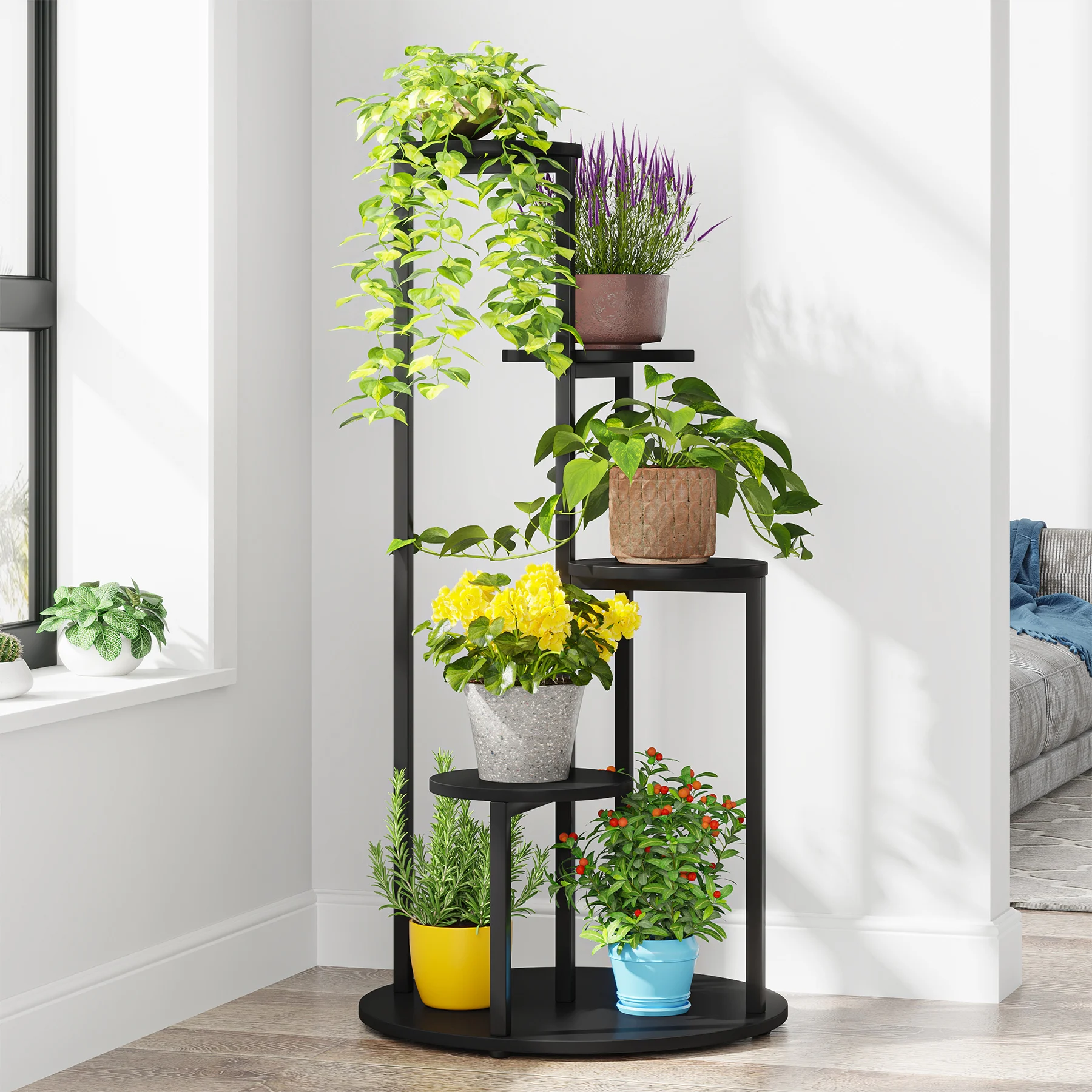 

Tribesigns Corner Plant Stand Indoor, 4-Tier Tall Plant Shelf Holders for Multiple Potted Plants, Wood Flower Pot Stands