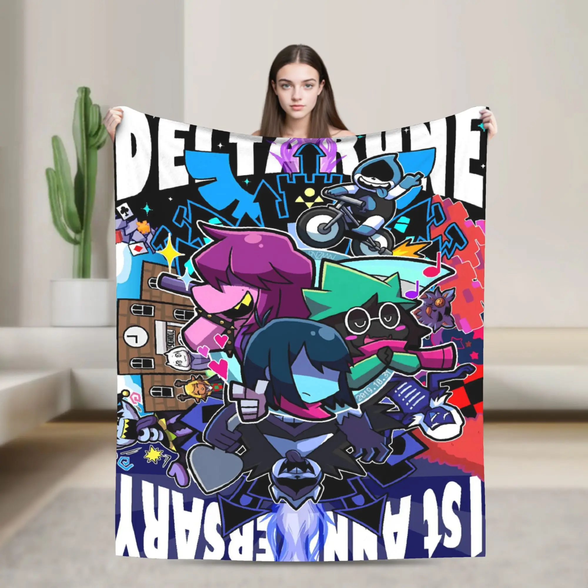 Deltarune Game Blanket  Super Soft Funny Plush Throw Blanket For Bedroom Airplane Travel Flannel Bedspread Bed Cover