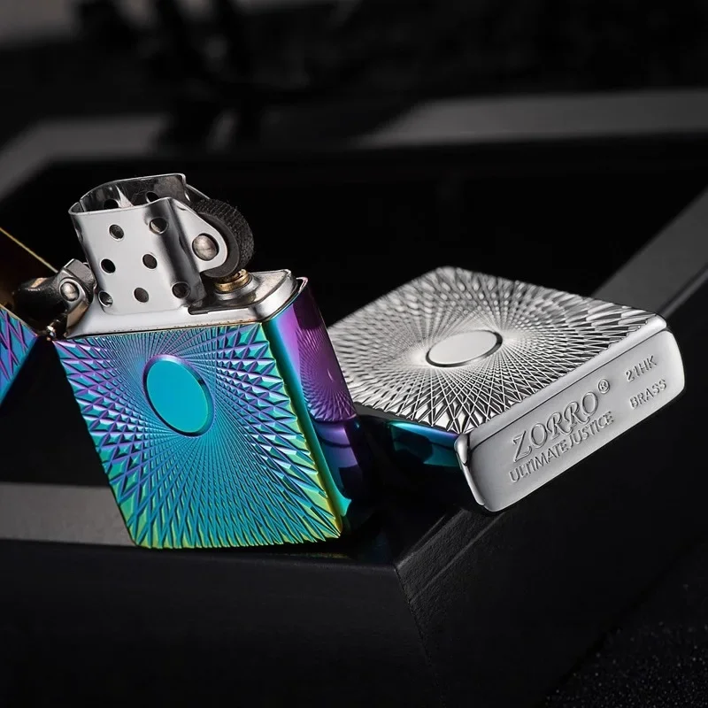 2027 ZORRO Kerosenes Lighter Windproof with Rotating White Steel Movement High-End Gift for Men Featuring Grinding Wheel
