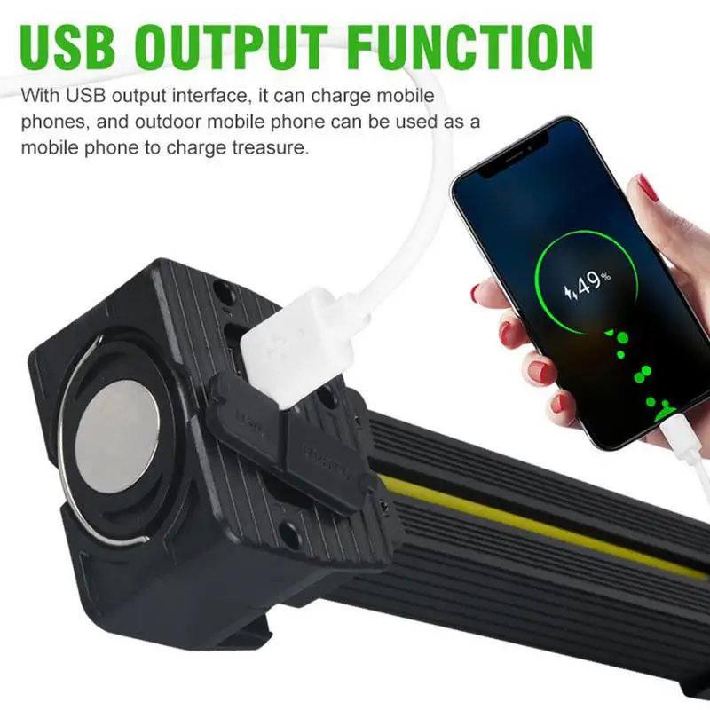 7 grades Dimmen Taschenlampe Wasserdichte Gym Licht Multi-funktion Magnet LED Taschenlampe Handheld USB Aufladbare Arbeit Licht