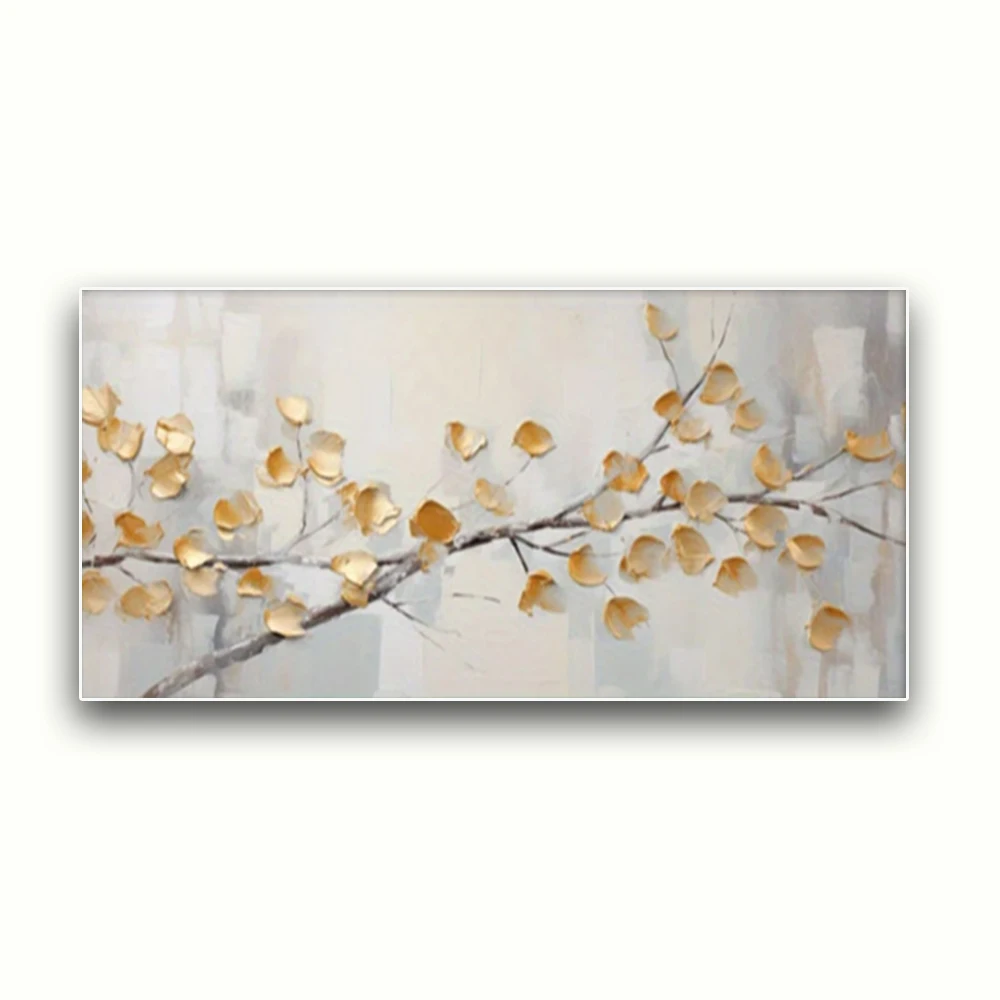 

Hand-Painted Gold Oil Painting Sun Flower Decorative Art Modern Living Dining Room Back Wall Hanging Picture Porch Aisle Mural