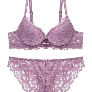 Elegant embroidered lingerie set, breathable fabric, push-up bra, pure panty waist, valentine's day, 1 set 8 Main Sales Set Calcinha and Bra - №6