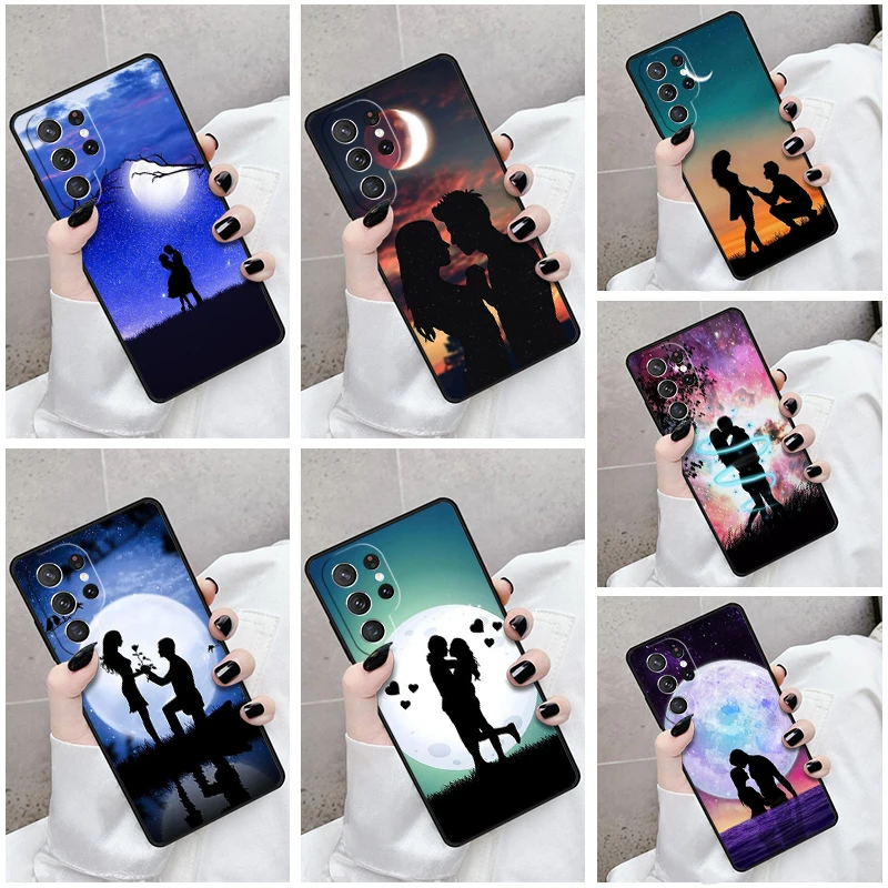 Phone Case For Samsung Galaxy S24 S23 S21fe S22 Ultra Plus Note 10 20 S8 S9 S10 Cover Moon Love Valentine Galaxy