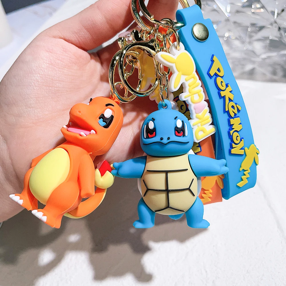 Juego de llaveros Pokémon: lindo llavero versión Q de Pikachu y sus amigos, dije de mochila de anime, regalo Kawaii para fanáticos y parejas (cumpleaños