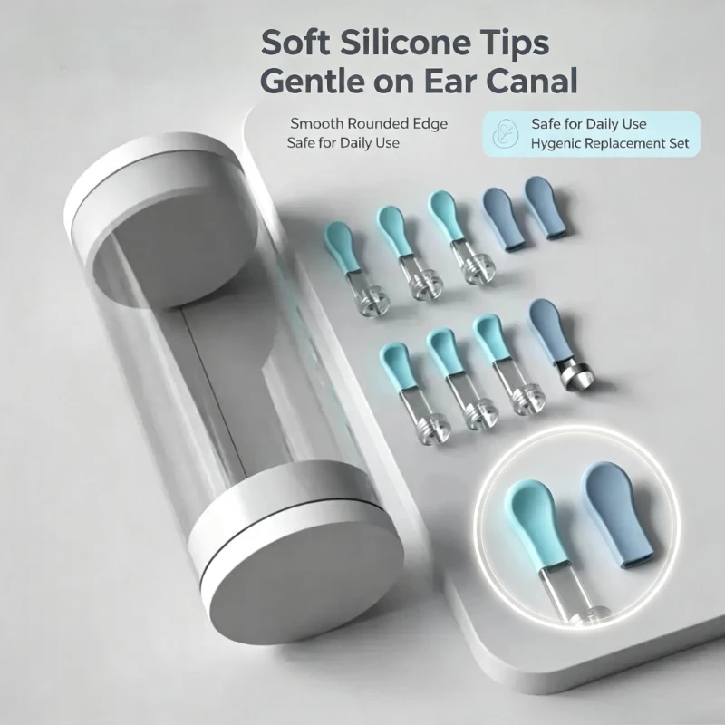 Visible Ear Cleaner Replacement Ear Spoon Tip Set R3 T15 Soft Silicone Earpick Tips Ear‑Cleaning Device