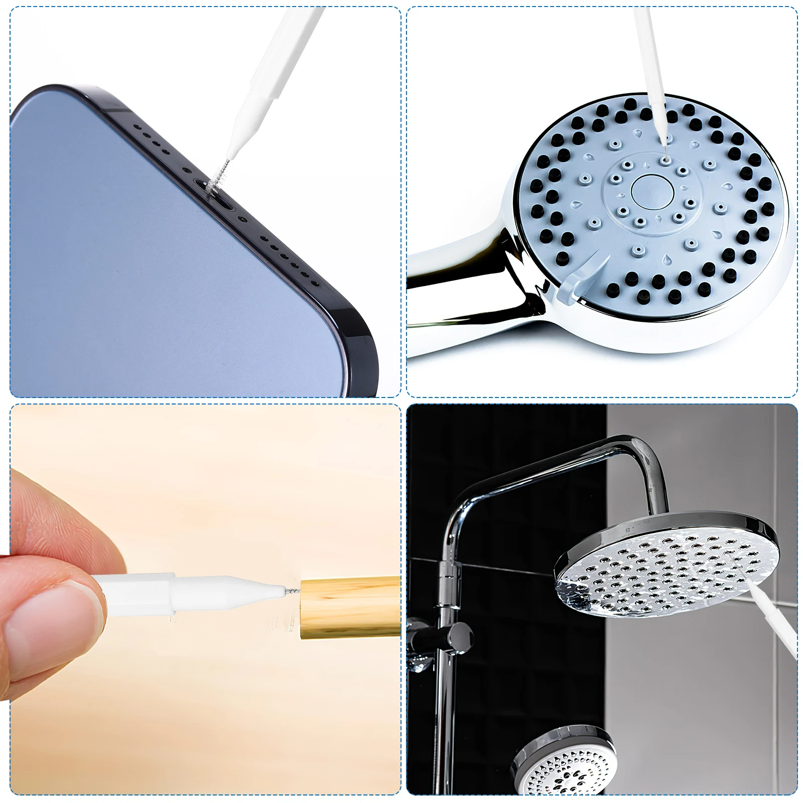 

20 Pcs Cleaning Brush Set White Multi Functional for Shower Faucet Keyboard Drain Detail PP Bristles Handheld Storage