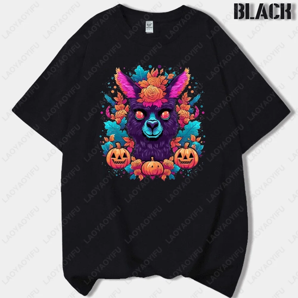 ZOMBIEALPACA-LYPSE Atasan Kaus Cetak Katun Kualitas Tinggi Leher-o Fashion Jalanan Uniseks Klasik Humor Hitam Alpaka Hitam