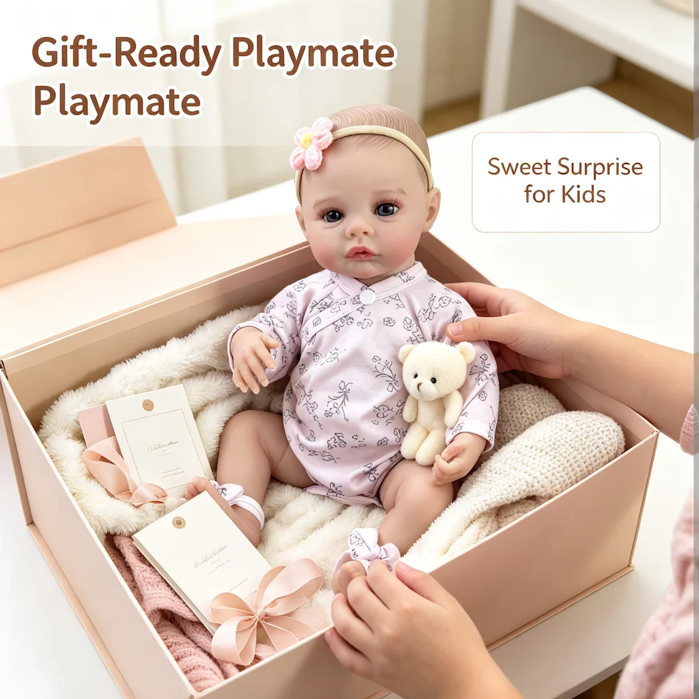 18 Inch Full Vinyl Girl Reborn Doll Meadow Rotatable Limbs Waterproof Whole Body Realistic Hand-painted Skin Collectible Toy