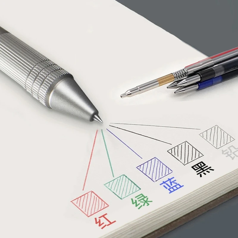 UNI 5 in1 Multi-Function Stationery Ballpoint Pen+Mechanical Pencil 0.5/0.7/0.38MM Replaceable Core Quick Drying School Supplies