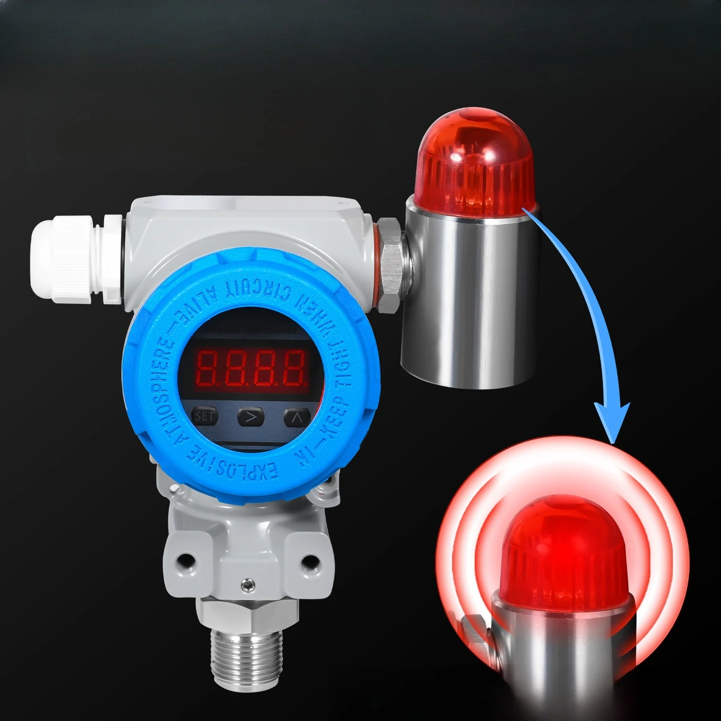 Explosion-proof model 2088 intelligent digital display pressure controller relay switch 4-20mA sound and light alarm water vapor