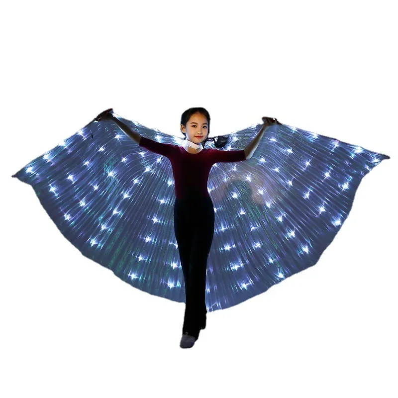 Girl Kids Angel Fairy LED Wings Cloak Light Up Crown Performance  Costume Dancing Suit Glow Party Supplies Wedding Festival