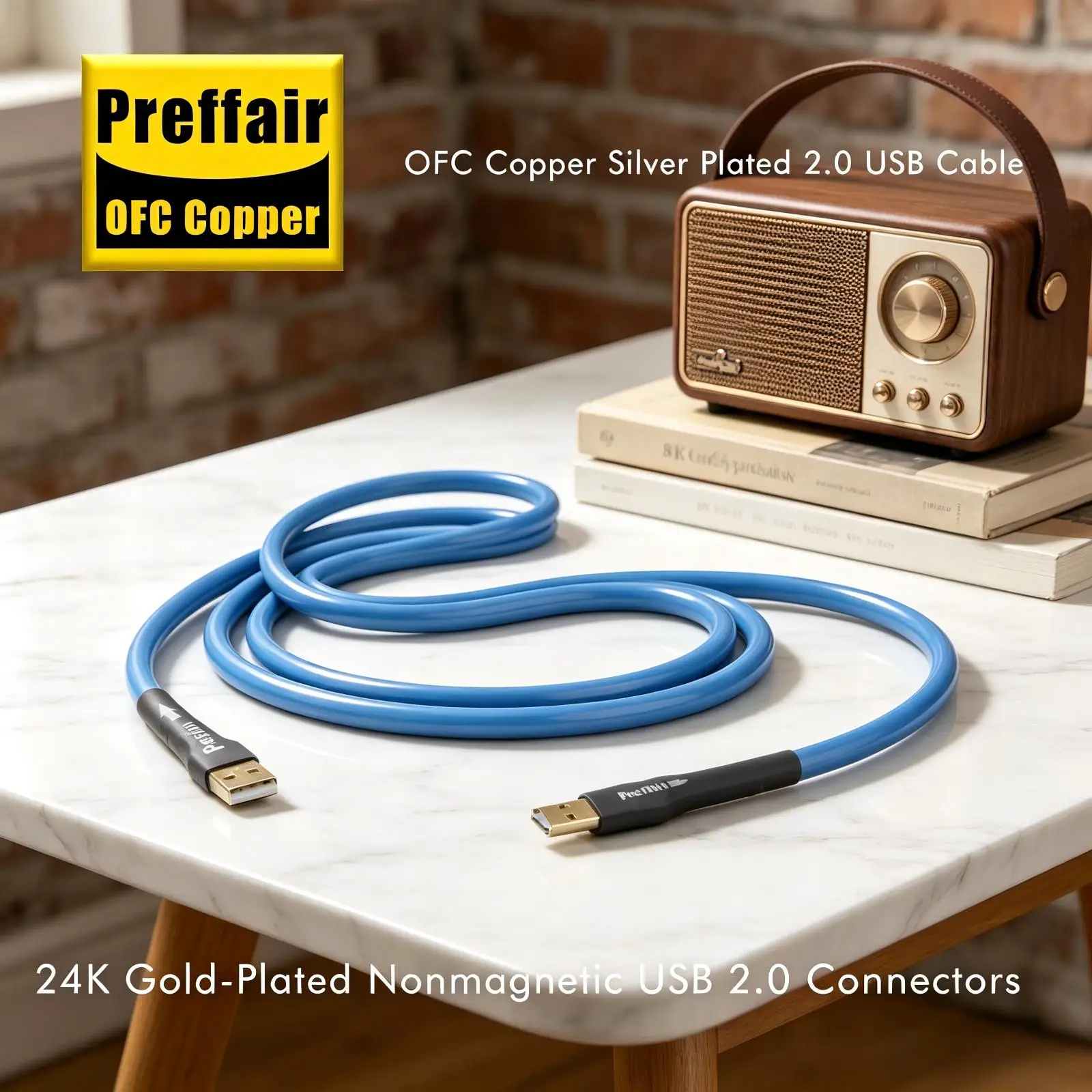 

Hifi USB 2.0 Cable OFC Silver Plated USB Type A to Type B Printing Wire with 24K Gold Plated Double Layer Shielding Data Cable