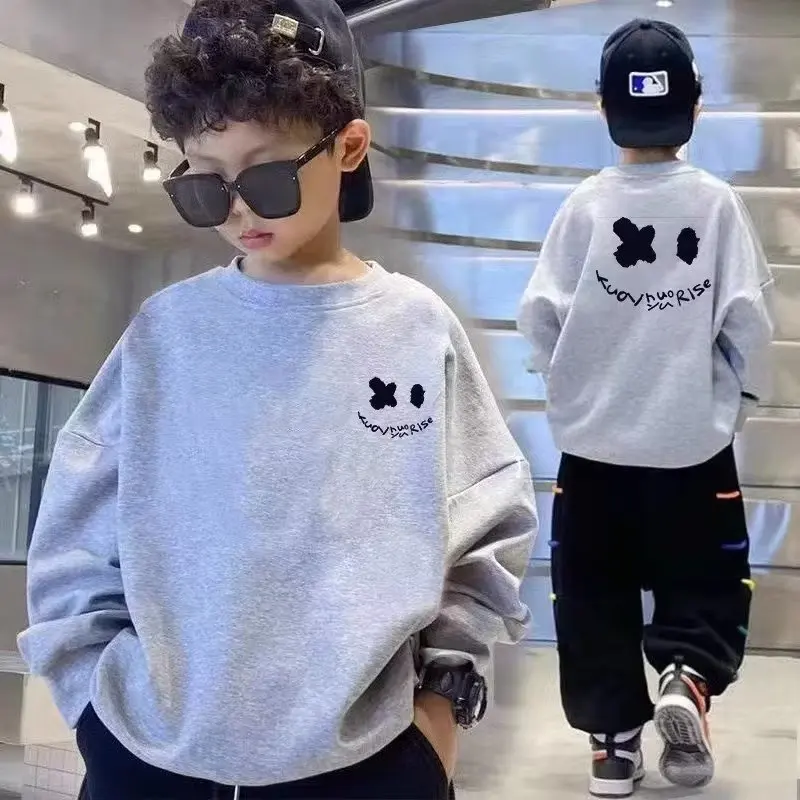 Magas minőségű boys' Gyapot sweatshirts hoodies Ősz stv sleeved Póló Koreai Legújabb divat Imprimé kelme sportswear children's O nyakú felső