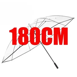 Large Long Handle Transparent Umbrella Thickened Windproof Special Rainstorm Umbrellas Modern Non-automatic Umbrella Household