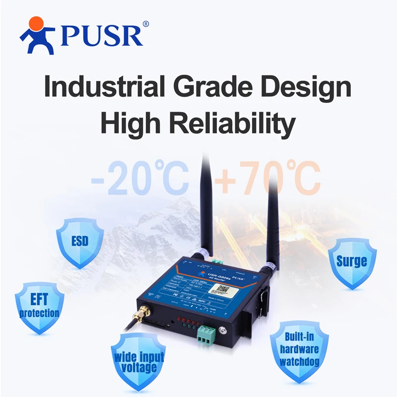 جهاز توجيه PUSR Industrial 4G LTE VPN مع جهاز مراقبة المودم التسلسلي بمنفذ تسلسلي USR-G806s-G