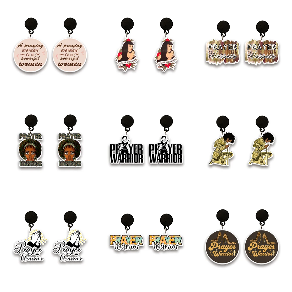 

W Factory Hot Selling Cartoon Fighter Character UV Printing Acrylic Stud Earrings For Women Jewelry