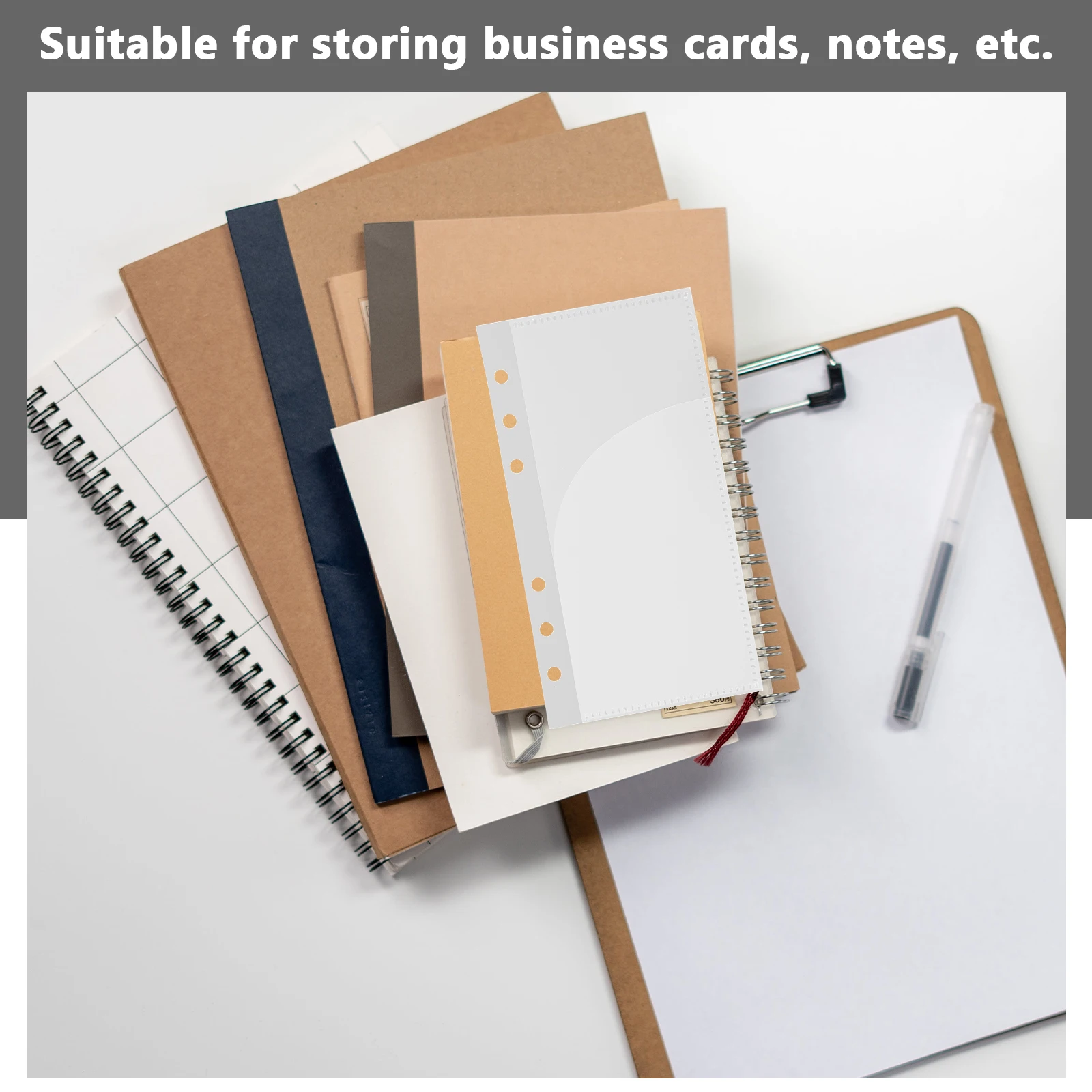 

5pcs Binder Pocket Replacement Core Sturdy PP Budget Book Inserts Reusable File Binder Envelope for Business Cards Notes