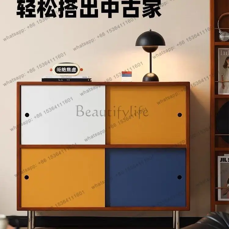LS color matching medieval dining side integrated storage characteristic living room contrasting color locker