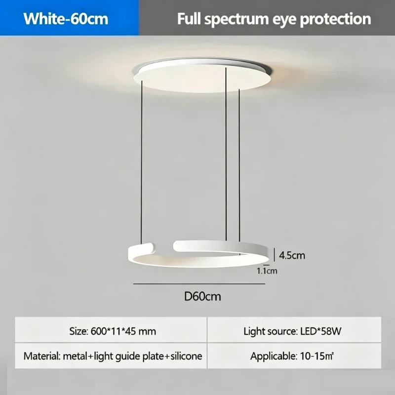 SANDYHA Moderne ringhanglamp Afstandsbediening Dimbaar Warm wit Oogbescherming Led-kroonluchter Keukeneiland Eetkamer