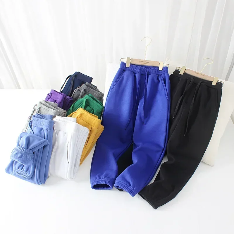 Boys Winter Sweatpants Fleece Thick Warm Casual Pants for Kids Elastic Waist Loose Sportswear Teen Children Trousers 10 12 Years