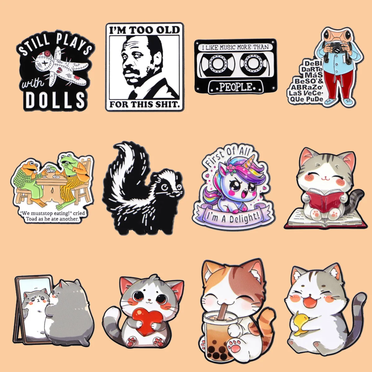 

Cat Animals Enamel Brooches Frog Quotes Lapel Pin Badge on Backpack Clothing Accessories Fashion Jewelry Friends Gifts