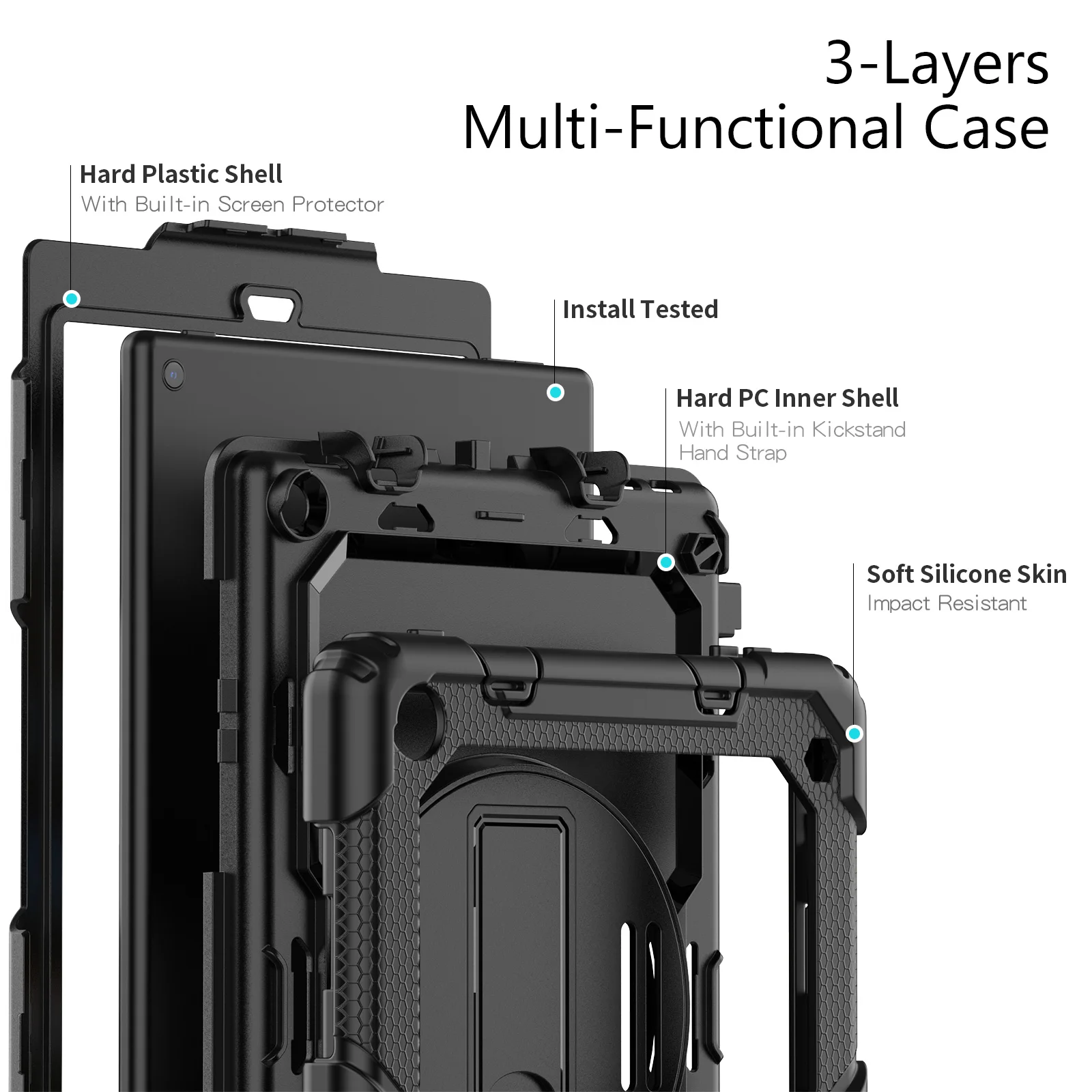 เคสซิลิโคนหมุนได้360 10ชิ้น/ล็อตสำหรับ Amazon Kindle Fire HD 8 PLUS 2020 2019 HD10ฝาปิดกันกระแทกพร้อมสายคล้องไหล่