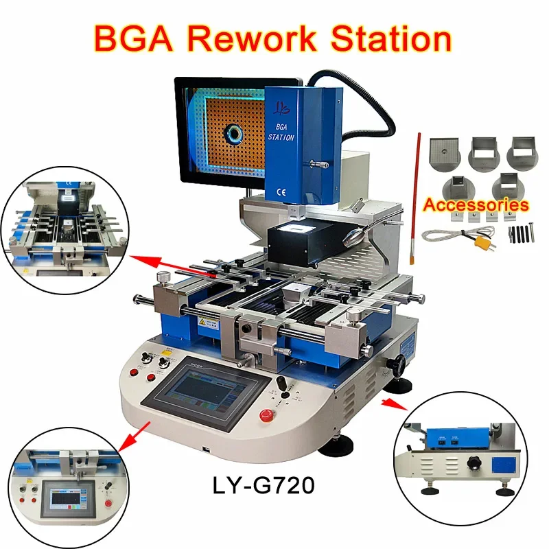 G720 BGA Rework Station Soldering Semi-automatic Align Chip Mobile Game Reparing Machine 5100W for Laptops Consoles Welding 220V