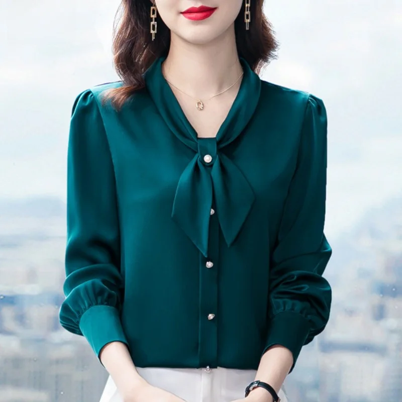 

Spring Sle Chiffon irt Beautiful Base Layer Top Trendy Women's Faionable Small irt Korean Version Loose Fit Long S...