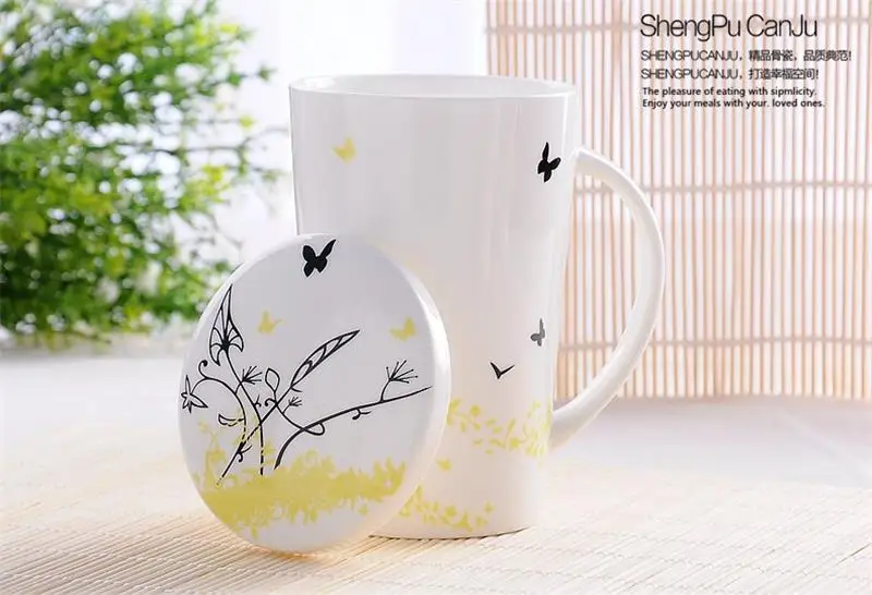 

500ML. Fine Bone China Coffee Cup, Fashion Designed, Porcelain Nespresso Tumbler, Ceramic Zakka Tea White Mug