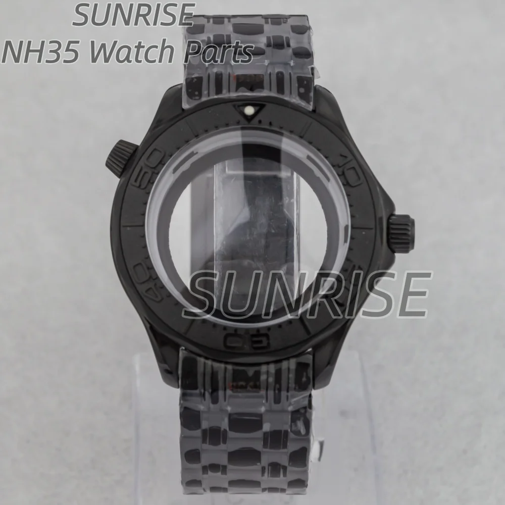 

40mm Black Men's Watch Case Strap Bracelet Sapphire For Mod Seamaster 300 NH35 NH36 4R36 Movement 31mm Dial Watch Accessories