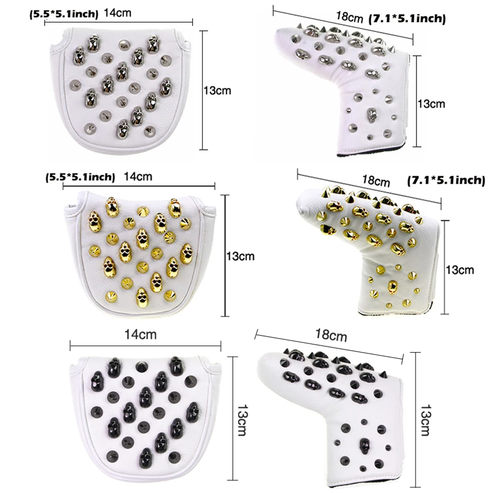 1 szt. Pokrowiec na miotacz z czaszką nity PU skórzany pokrowiec z magnetycznym zamknięciem na główkę do miotacza młotka pokrowce na główkę golfa