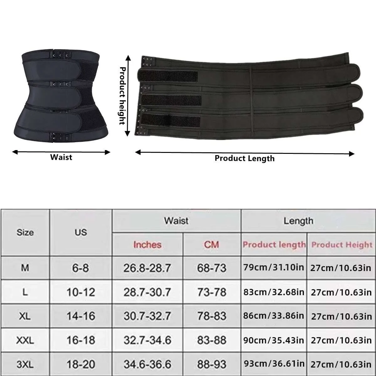Adjustable Breasted Tummy Control Waistbelt, Hook & Loop Sweat Sauna Body-shaped Fitness Exercise Sports Waist Trainer, Women\'s