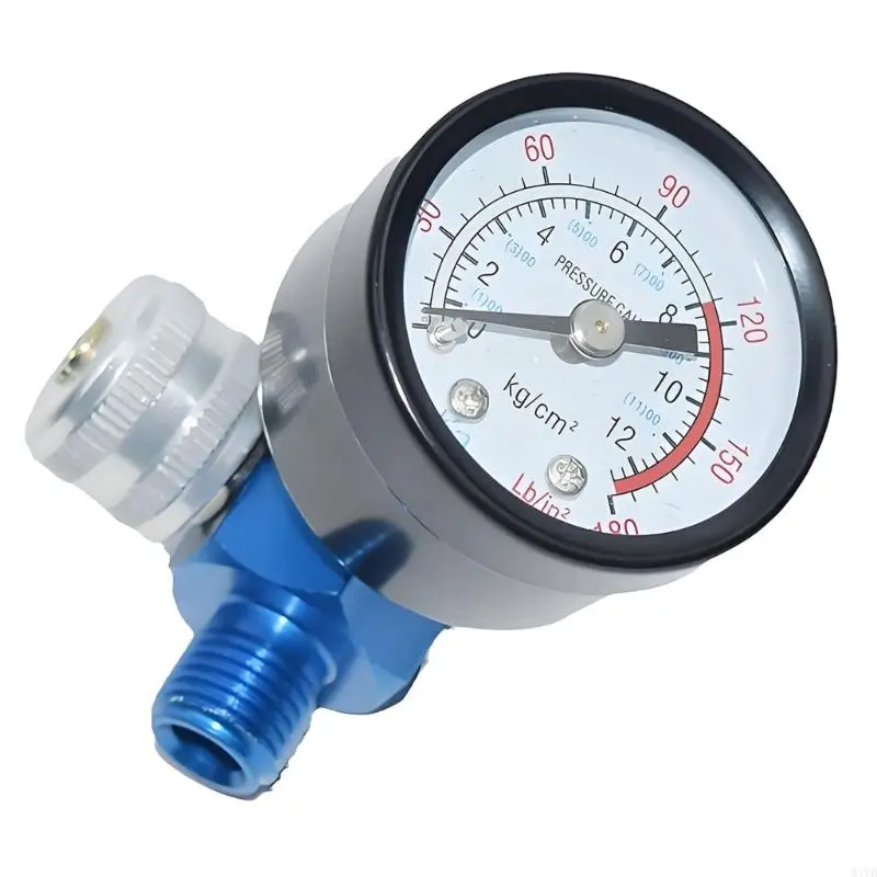 Paint Air Regulator with Analog Gauge, Threaded Inlet and Side Adjustment Knob for Touch-Up, Wall Repair, Hardware M4YD