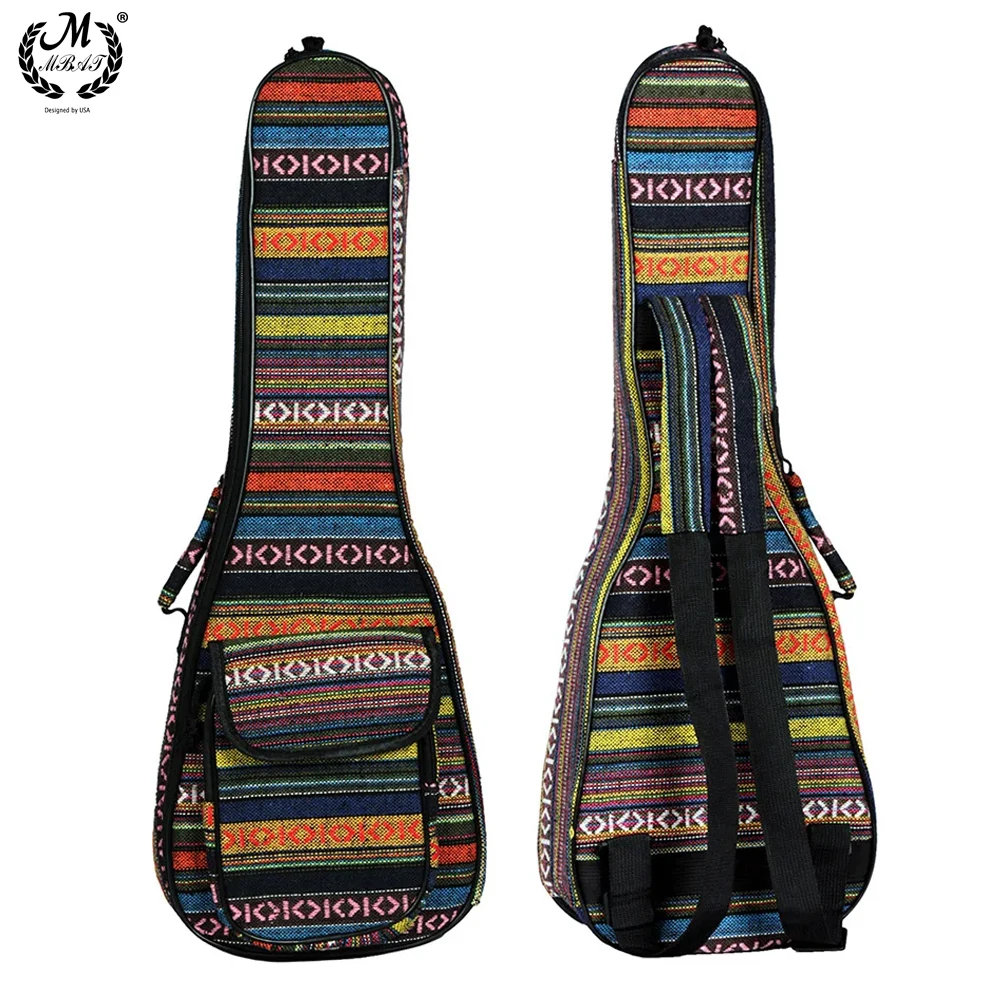 23 Inch Ethnic Ukulele Bag  Portable Soft Case Concert Oxford Cloth Backpack Handbag Adjustable Strap