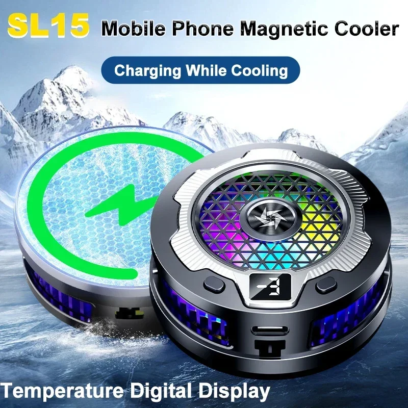 

SL15 Mobile Phone Magnetic/ Back Clip 2 IN 1 Cooler w/ Wireless Charging Function Semiconductor Cooling Radiator for IOS Android