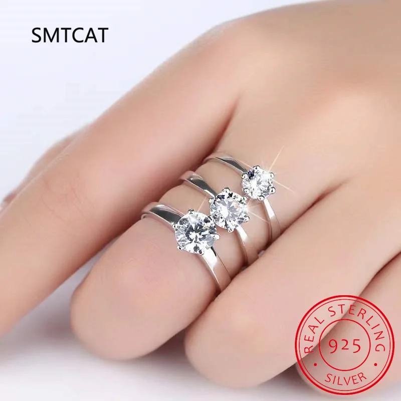 1-5CT Simulated Moissanite Ring Lab Diamond Solitaire Ring for Women S925 Silver Engagement Party Wedding Band Jewelry