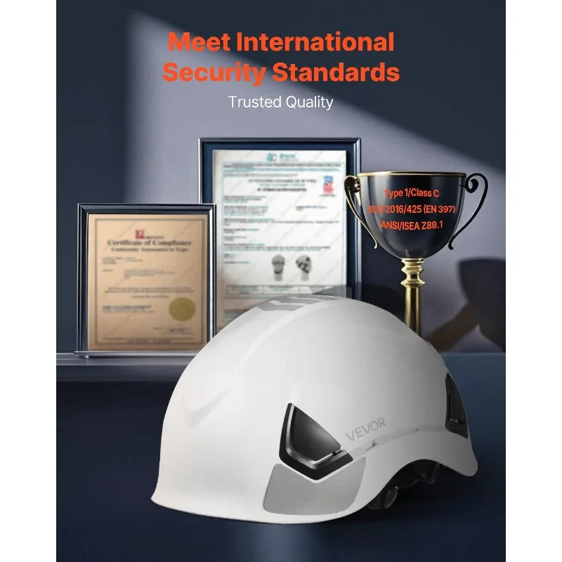 Capacete de segurança de construção ventilado classe C capacete de segurança branco para homens e mulheres