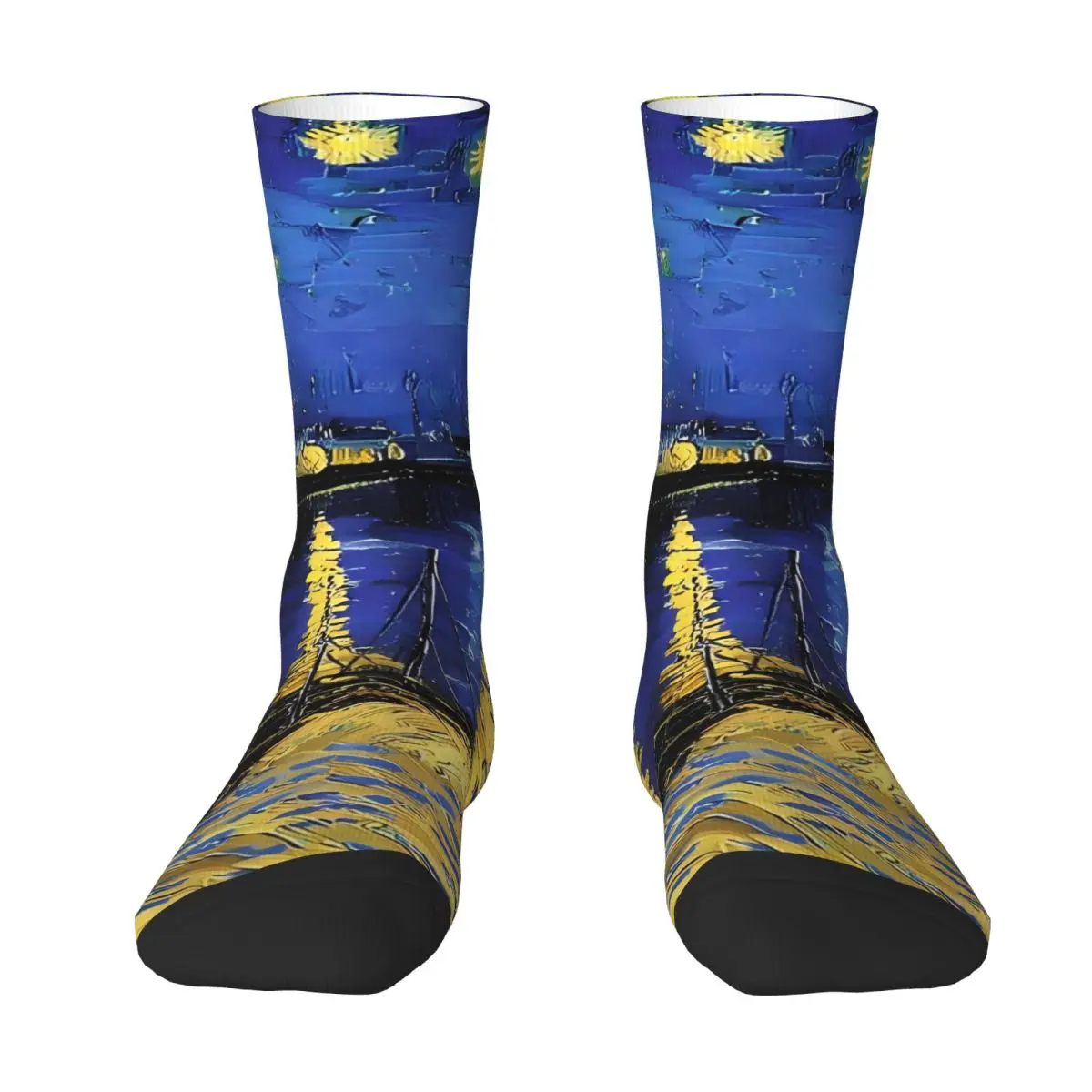 Van Gogh Socks Starry Night Over The Rhone Novelty Stockings Unisex Men Quality Outdoor Socks Autumn Design Non Slip Socks