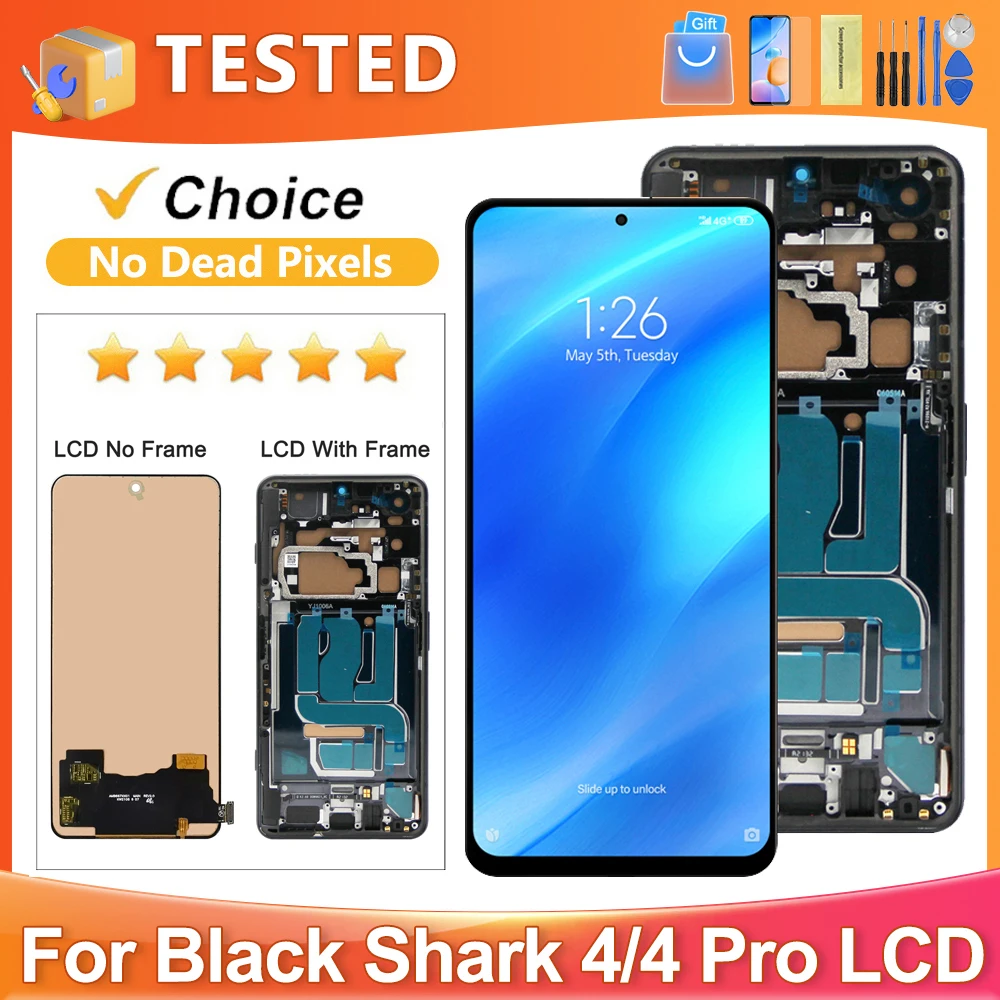 Pantalla LCD de 6,67 pulgadas para Xiaomi Black Shark 4 Pro probada para Black Shark 4 PRS-H0, montaje de digitalizador con pantalla táctil de repuesto