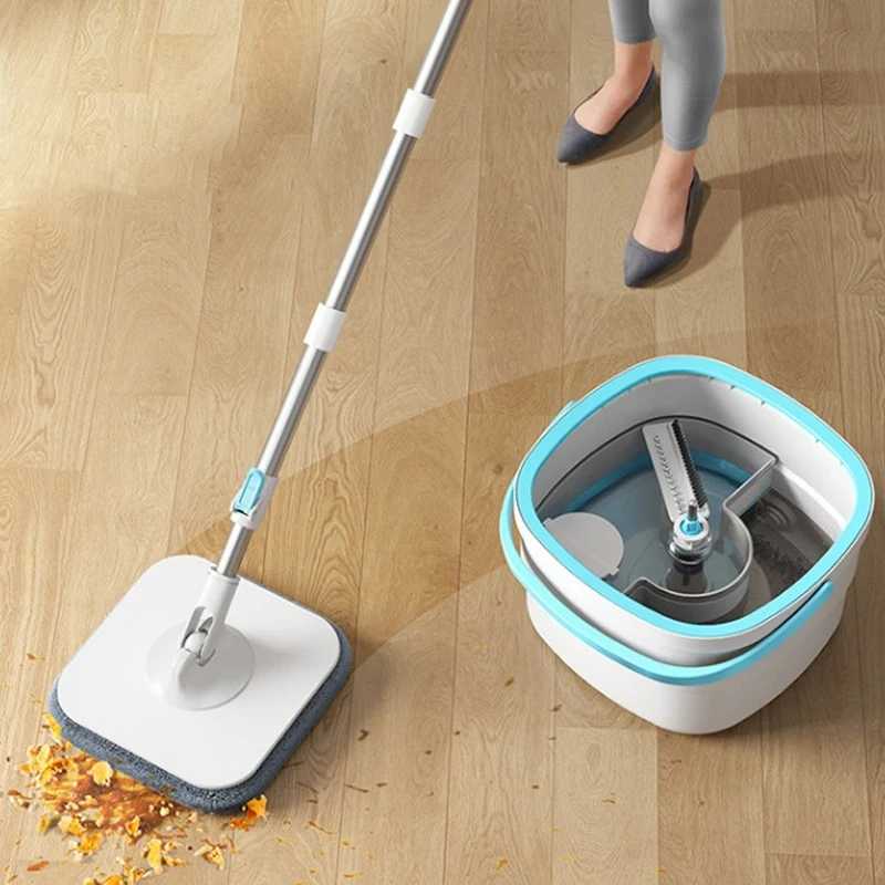 Flatbed Spin Mop and Bucket Set Clean Water & Sewage Separation Mop Hands-Free Squeeze Mop Floor Clean Household Cleaning Tools