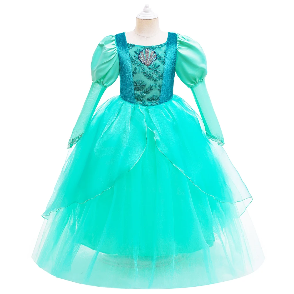 Mermaid Dress for Girls Princess Ball Gown Kids Christmas Party Costume Halloween 3-10T