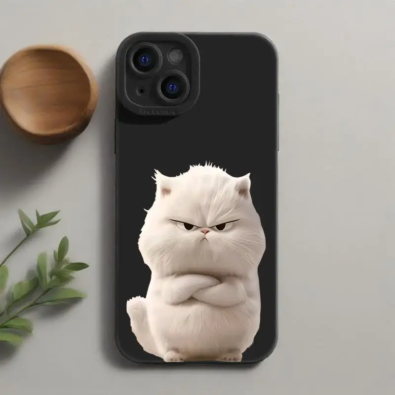 

Case For iPhone 16 15 Funny Cool Cat Silicone Phone 14 13 12 11 Pro Max 15 Pro XS XR X 7 8 16 Plus Shockproof Matte Soft Cover