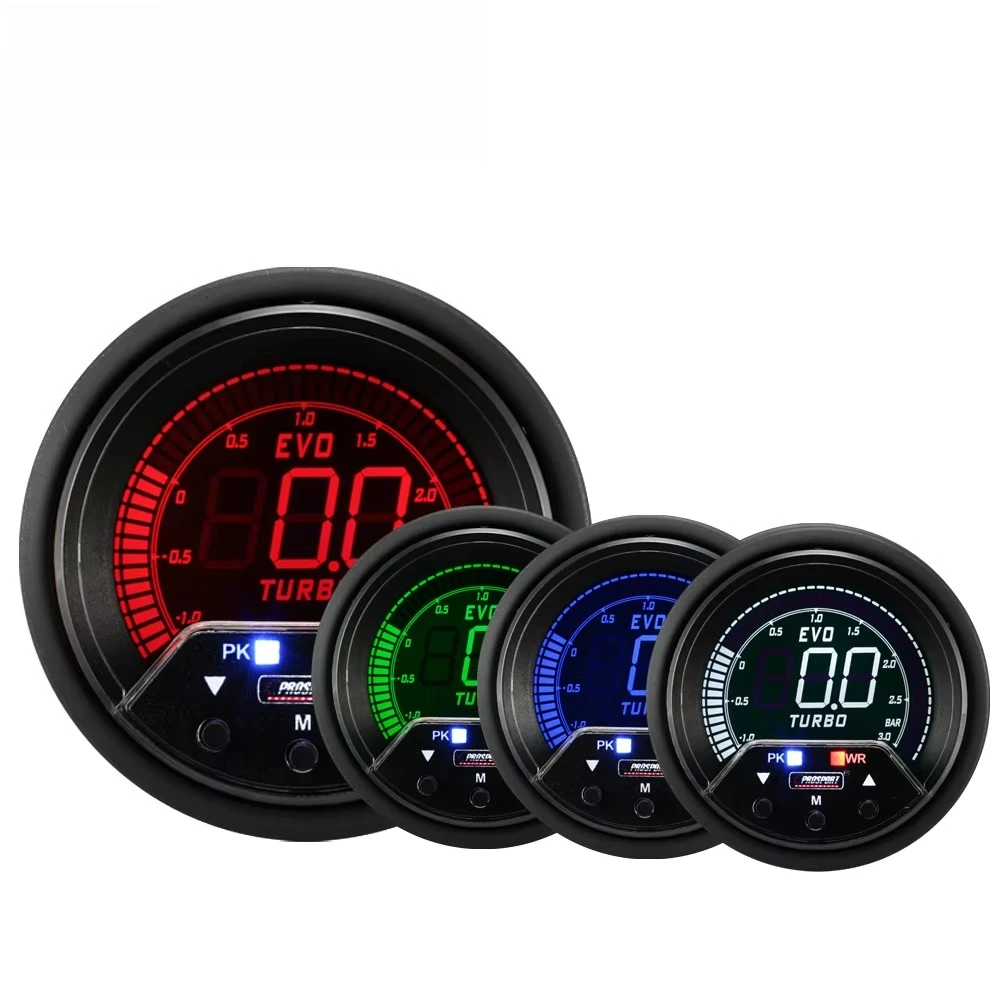 60mm Auto Gauge Series Universal Boost Gauge BAR PSI 4 Colors Digital LCD Gauge Turbo