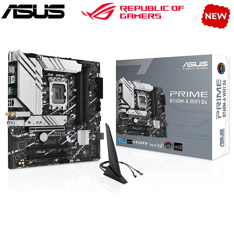 

Новый B760 для ASUS PRIME B760M-A WIFI D4 LGA 1700 DDR4 материнская плата B760 поддерживает процессор i5 13400f i3 12100f 12400f