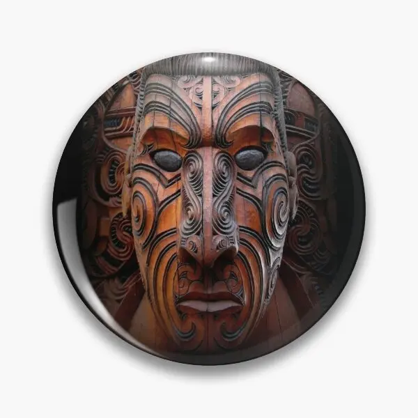 Maori Face Carving  Soft Button Pin Collar Funny Metal Brooch Women Jewelry Hat Badge Cute Creative Lapel Pin Decor Fashion