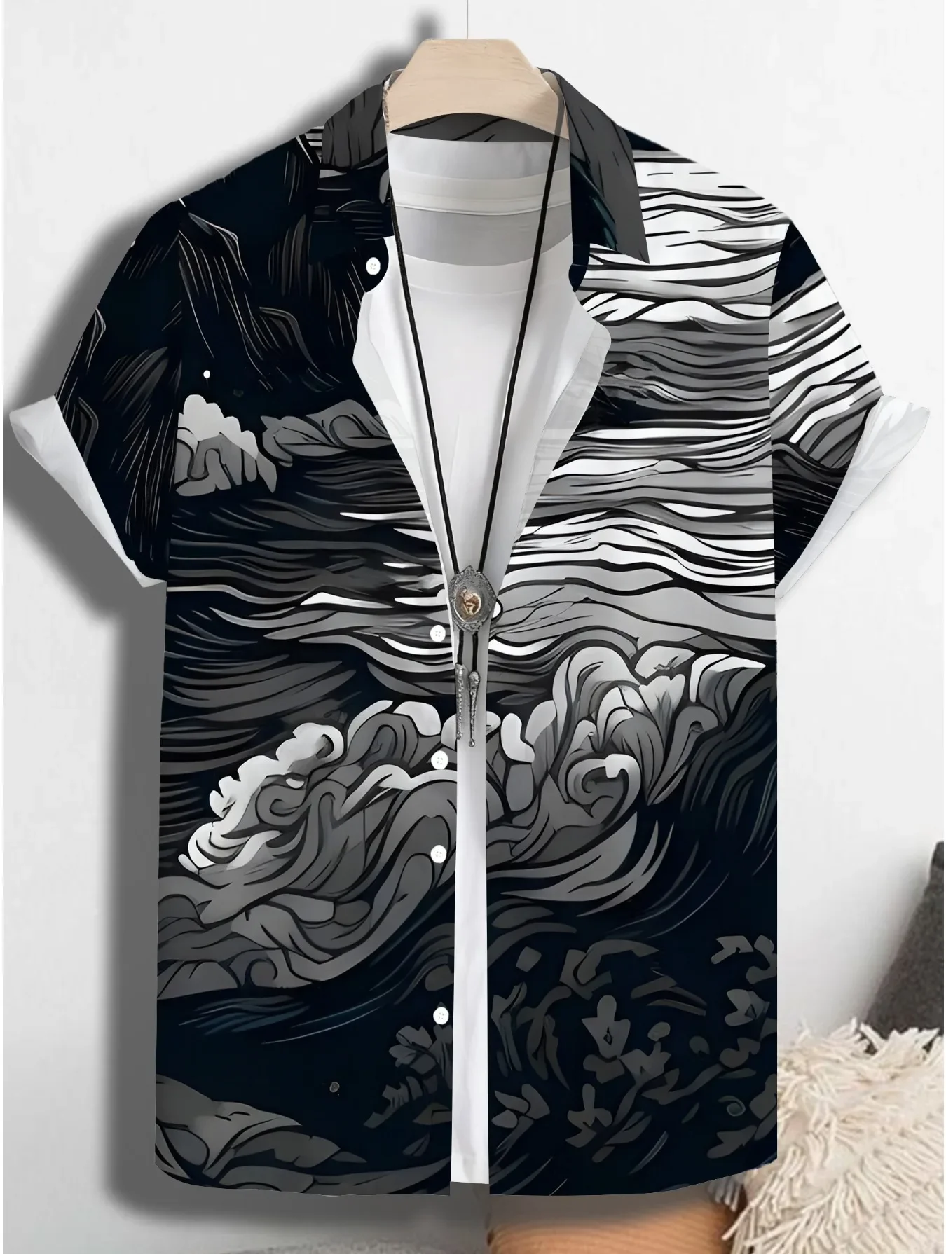 

Men's Stylish Party Hawaiian Shirt Summer Fashion Casual Man Short Sleeve Tropical Print Beach Wear Lightweight Vacation Tops