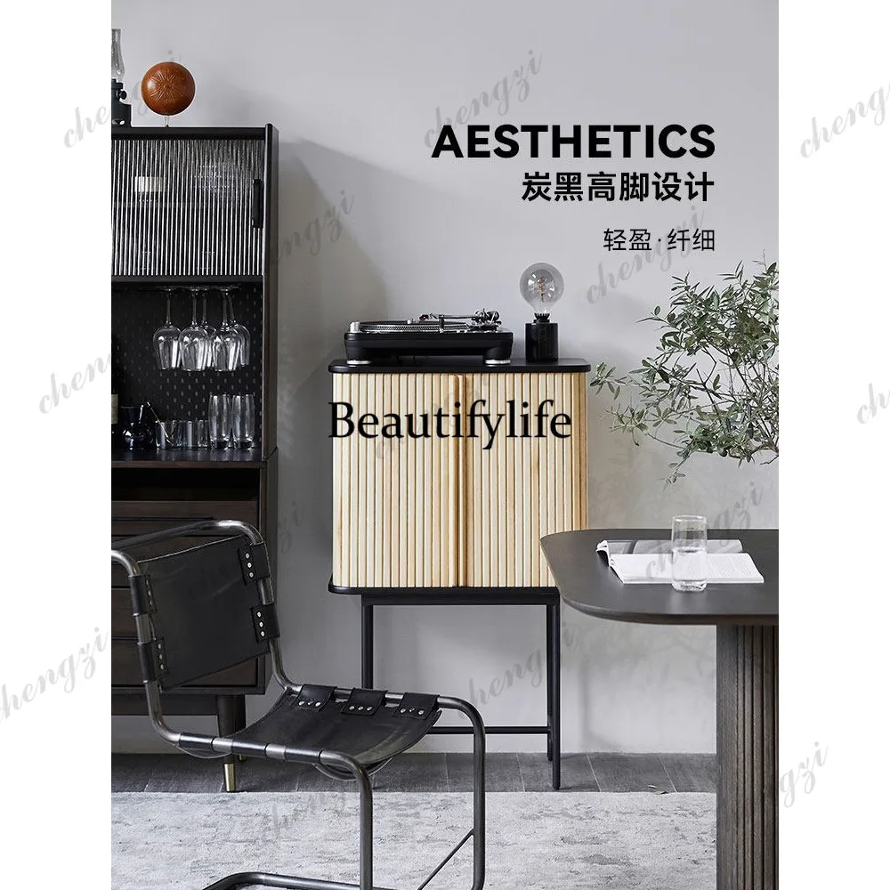 Side cabinet French solid wood locker Rolling shutter door Antique living room wall storage cabinet