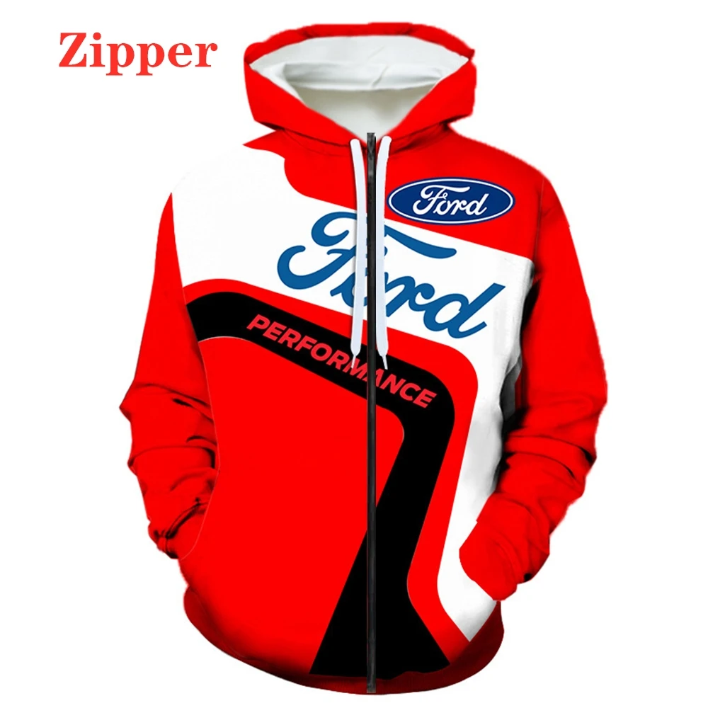 Sudadera con capucha para hombre y mujer, suéter con estampado 3d de logotipo de coche Ford, estilo Harajuku, chaqueta de carreras de Motor, novedad de 2024