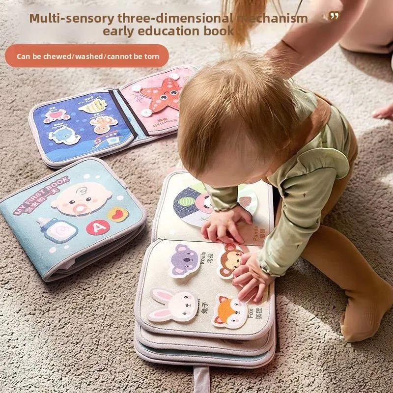 Os bebês de educação infantil podem ser rasgados, podem morder, velcro tridimensional, livros rasgados à mão, brinquedos educativos cognitivos para bebês