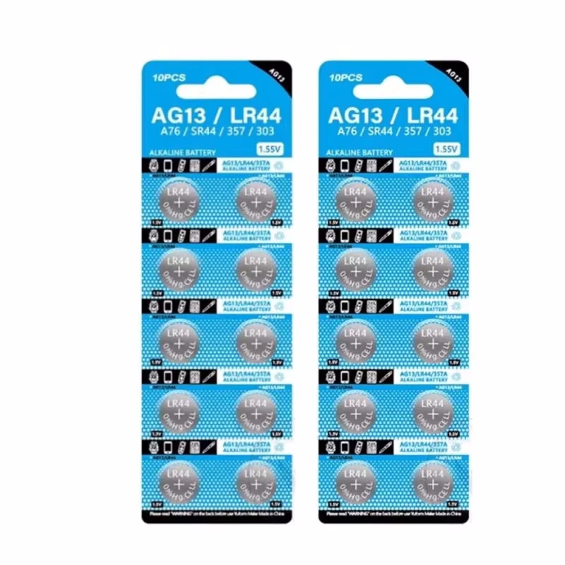 10 unidades AG13 LR44 A76 357 357A LR1154 SR1154 SR44 1,55 V batería alcalina para reloj calculadora llave de coche reloj remoto botón pila de moneda